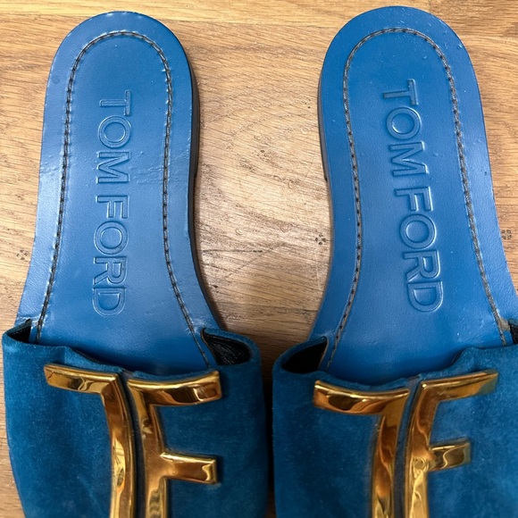 TOM FORD TF Logo Sandals BLUE & GOLD 💙💛 - Picture 8 of 9